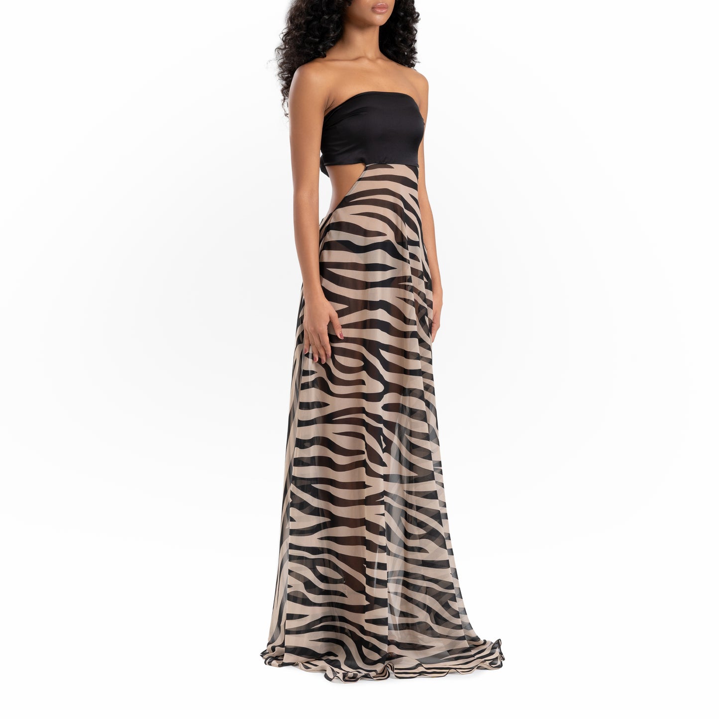 Briana Silk Black & Zebra Chiffon