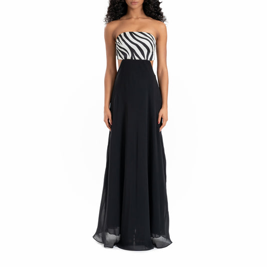 Briana Silk Zebra & Black Chiffon