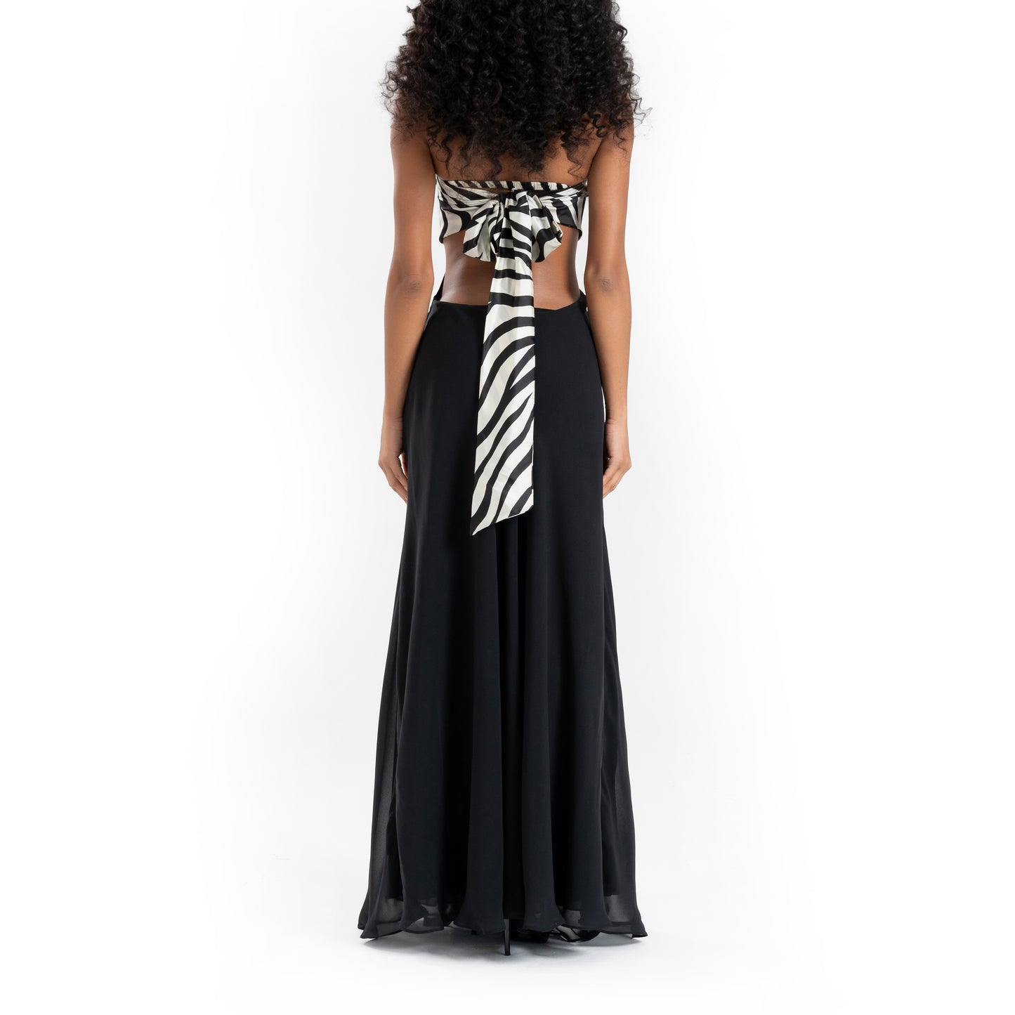 Briana Silk Zebra & Black Chiffon